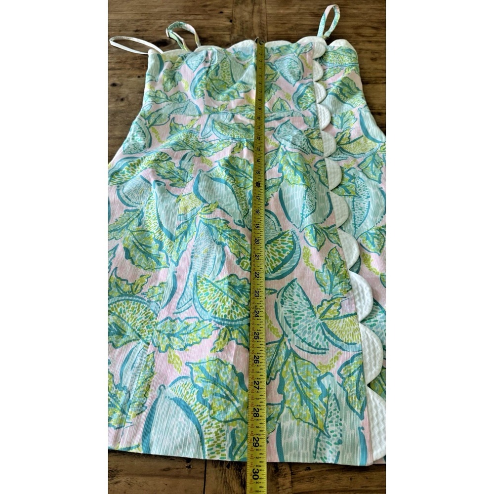 Lilly Pulitzer Sz 10 Scalloped Shift Dress Pink Green Leaf Print Coastal Resort - Picture 10 of 10